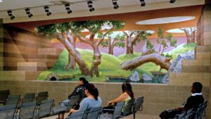 corporate trompe l'oeil mural at a juvenile hall in Northern California